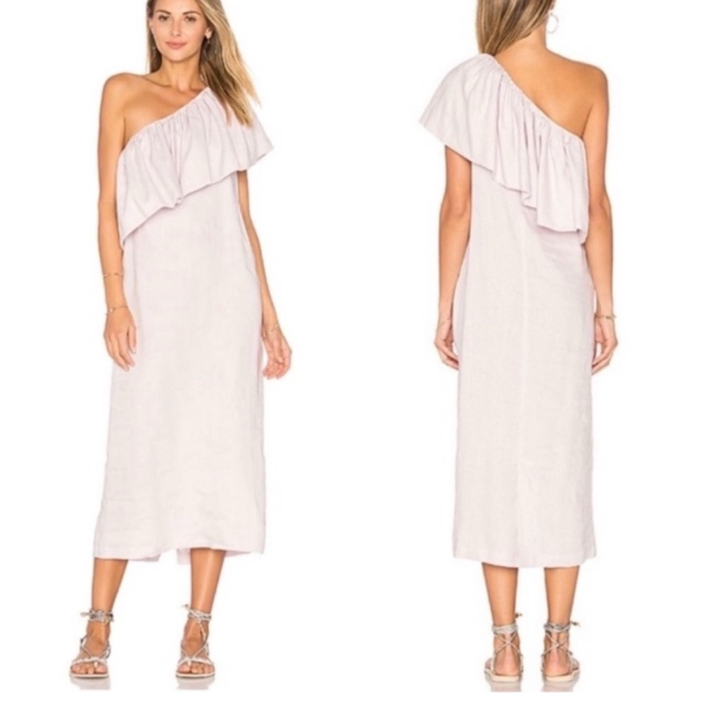Mara Hoffman one shoulder midi dress linen lavender size 2